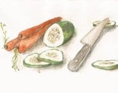 Veggies, Print of Watercolor Painting, 8" by 10"