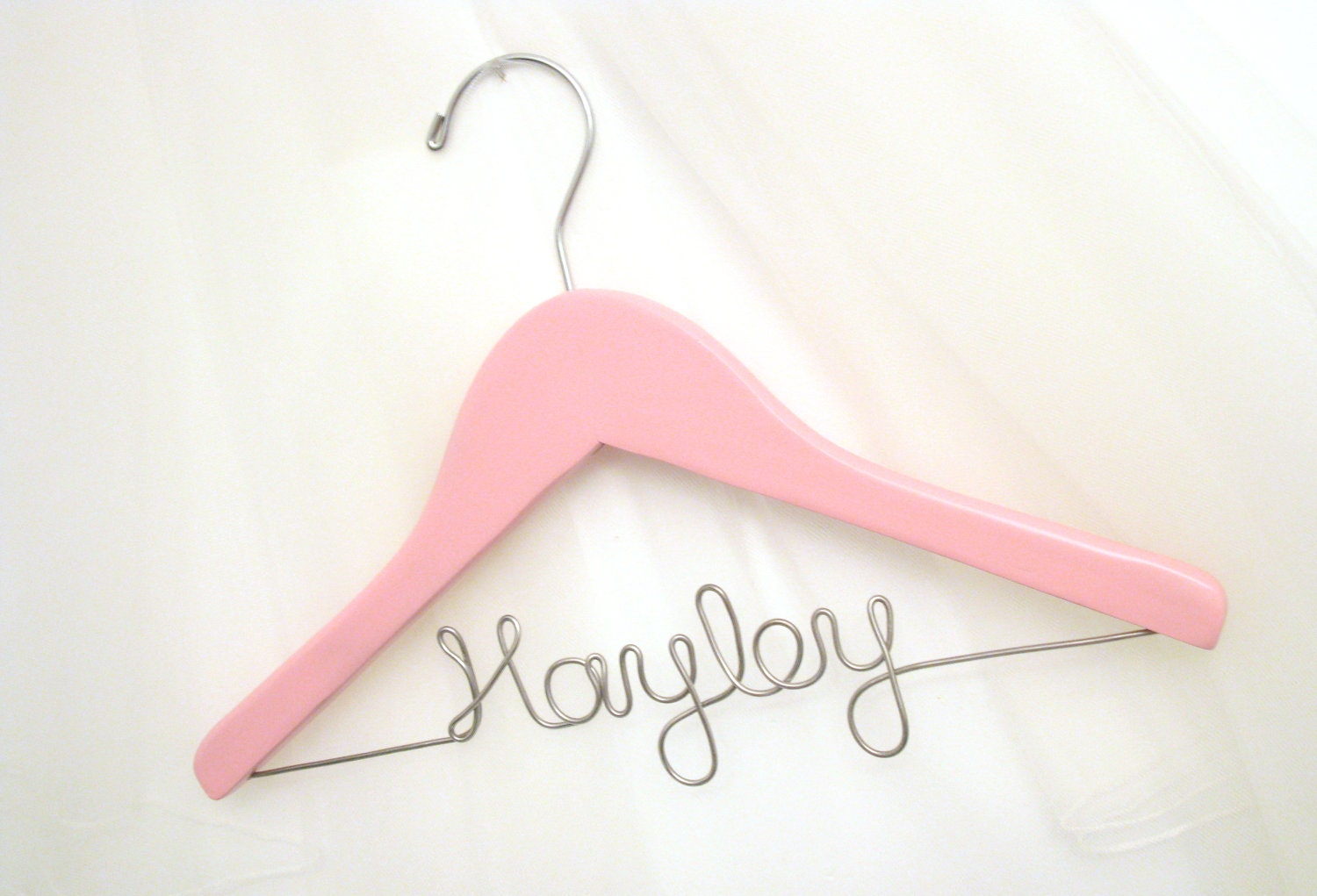 Custom Child's Hanger with Wire Personalization, Baby Shower Newborn Gift, Pink or another Color - Suspended Moments
