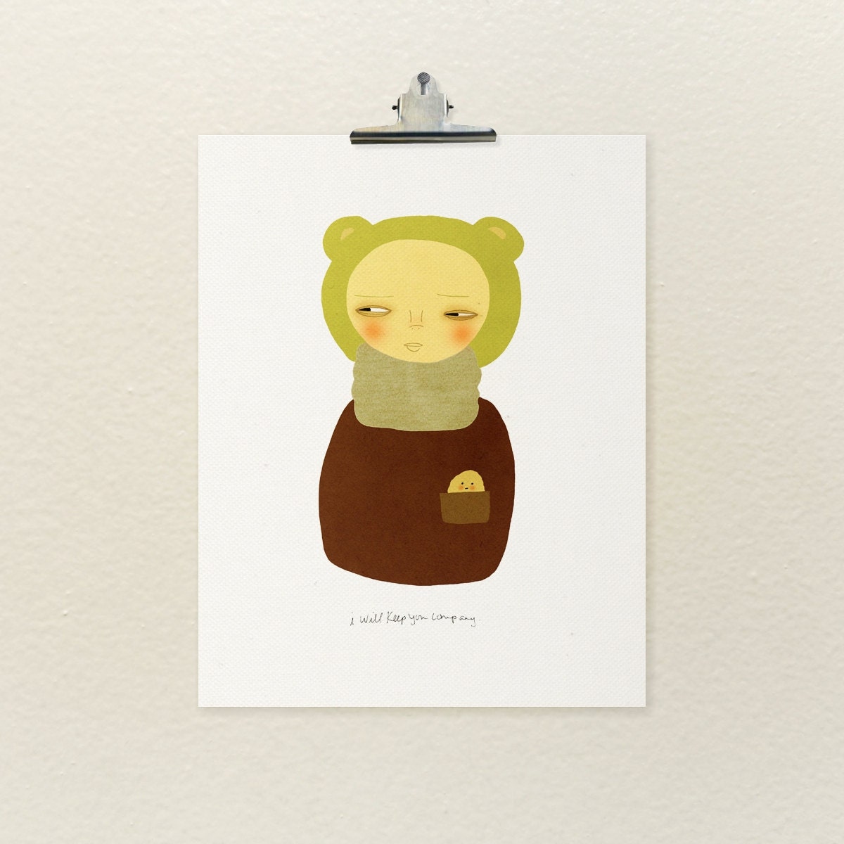 I Will Keep You Company 13x19 / Illustration, Giclee, Digital Print, Art Poster, Poster Print, Unique Quirky Art, Nursery Art, Kids Art