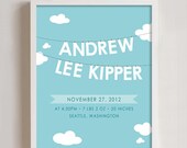 Clouds Birth Announcement wall art - 8x10 print Il_170x135