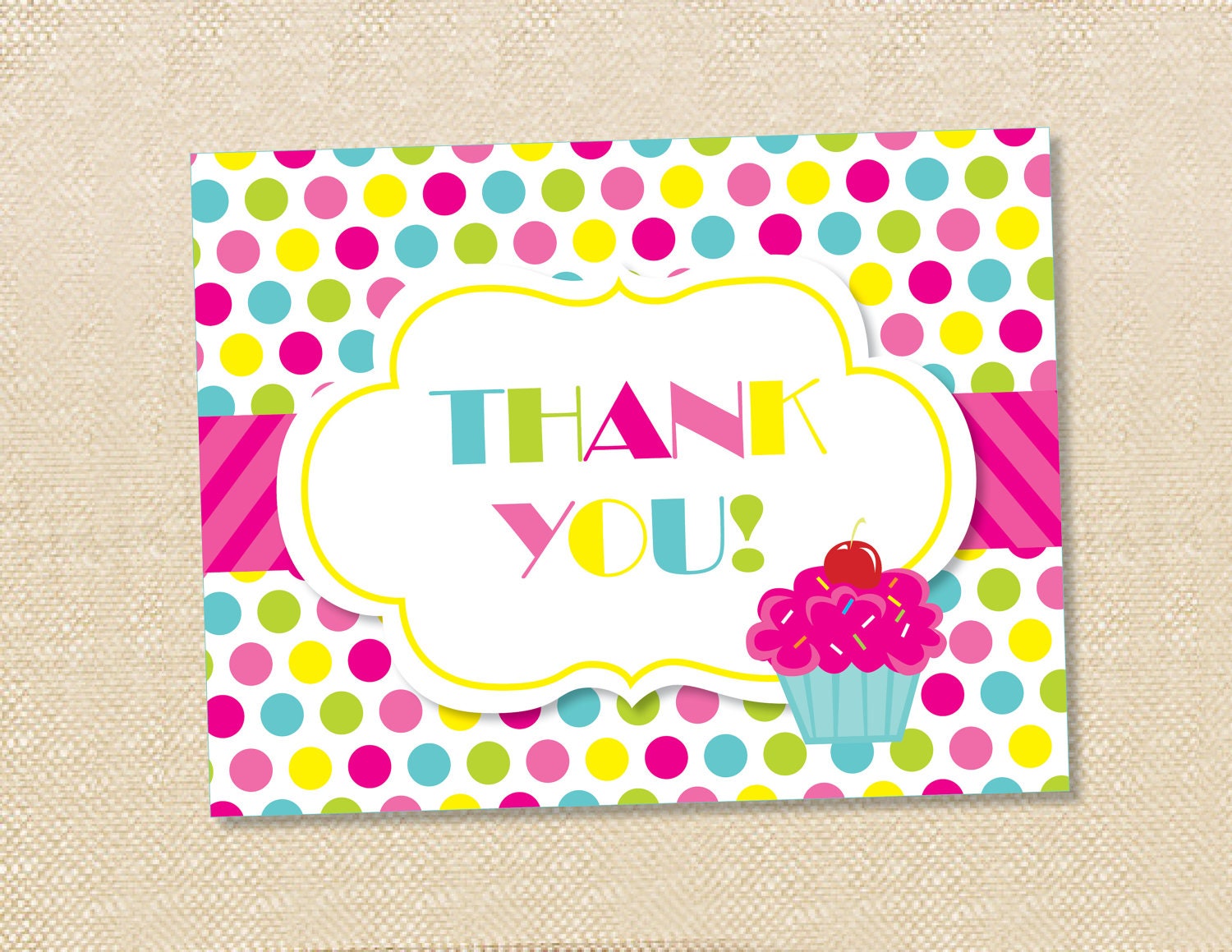 cupcake Sweet shop Thank You Cards - set of 12 Il_570xn