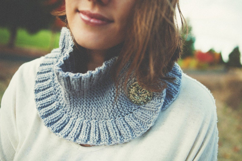 Handmade Knitted Cowl and Neckwarmer in Polar Morn Grey