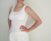 Women's Tap Pants/Sleep Shorts in Crisp White Cotton -- Size M