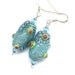 Glass Earrings in Grey, Turquoise, Lime and Magenta - Handmade Lampwork and Sterling Silver
