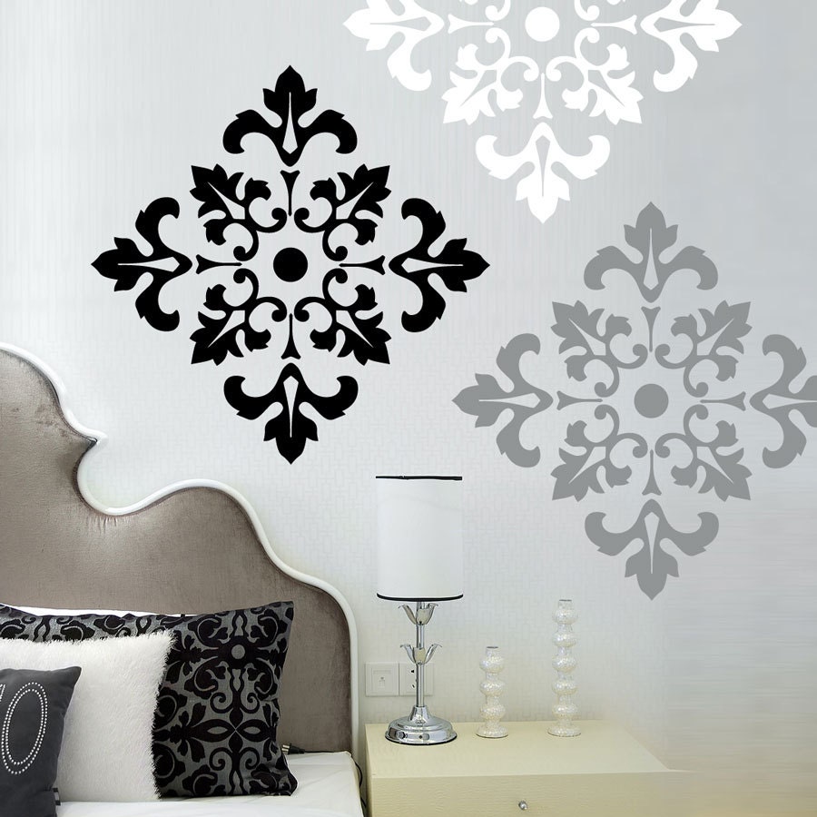 Damask Pattern - Vinyl Wall Decal  - large wall stickers set of 12