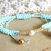 Friendship bracelet clear white crystal and pearls white braided bracelet.