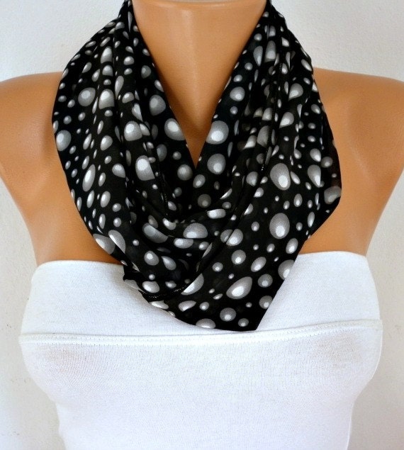 Polka dots - Infinity Scarf Shawl Circle Scarf  Loop  Scarf Gift -fatwoman