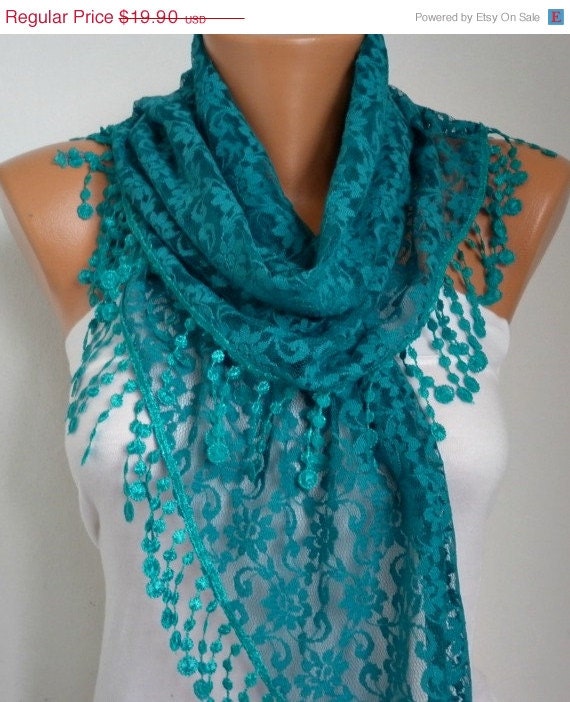 BIG SALE Lace Scarf -  Shawl Scarf Women Scarves Cowl Scarf Bridesmaid Gift - fatwoman