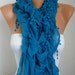 Blue Ruffle Scarf Cotton Scarf - fatwoman