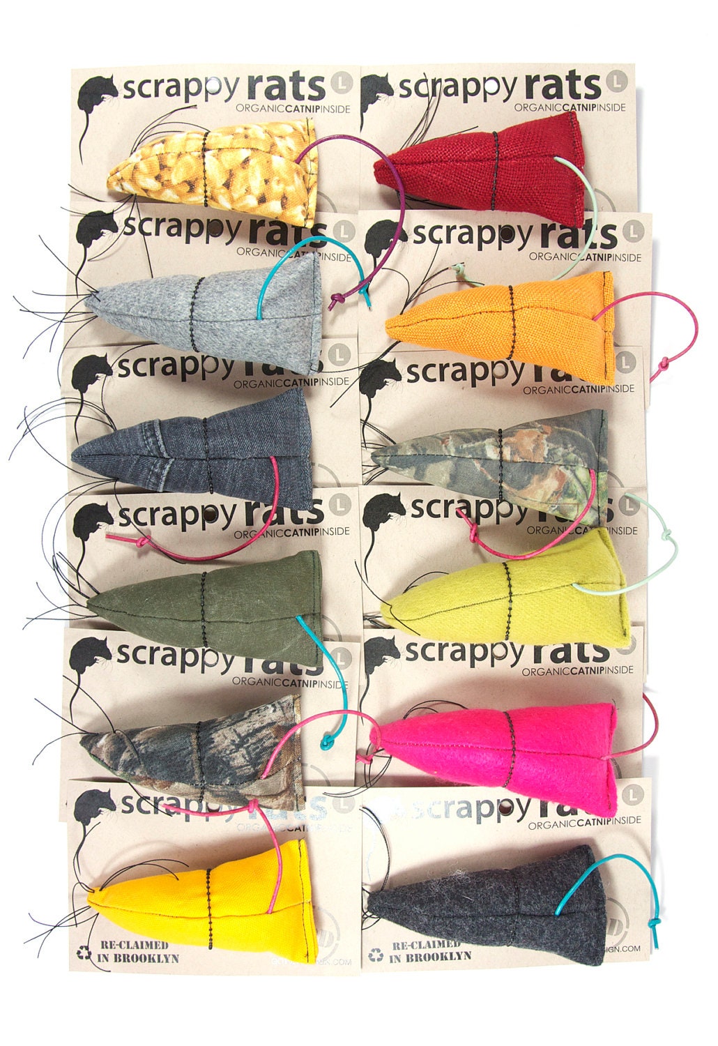 1 Surprise Scrappy Rat Cat Toy with Organic Catnip