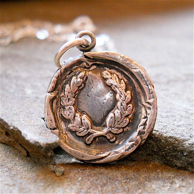 GRADUATION GIFT Laurel Wreath Silver Wax Seal  Necklace, Antique Stamp,  Symbolic of Achievement, Your Daily Jewels