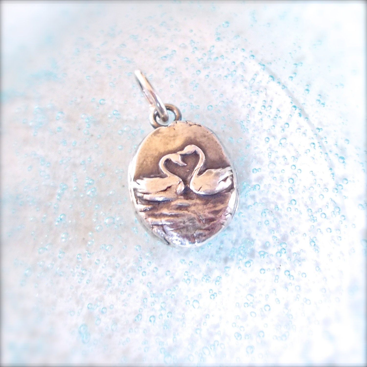 Eco-friendly Swan Silver Heart Necklace,  Wax Seal, Antique Eternal Love Pendant,  Infinity, For Your Forever Love, Bridal Necklace