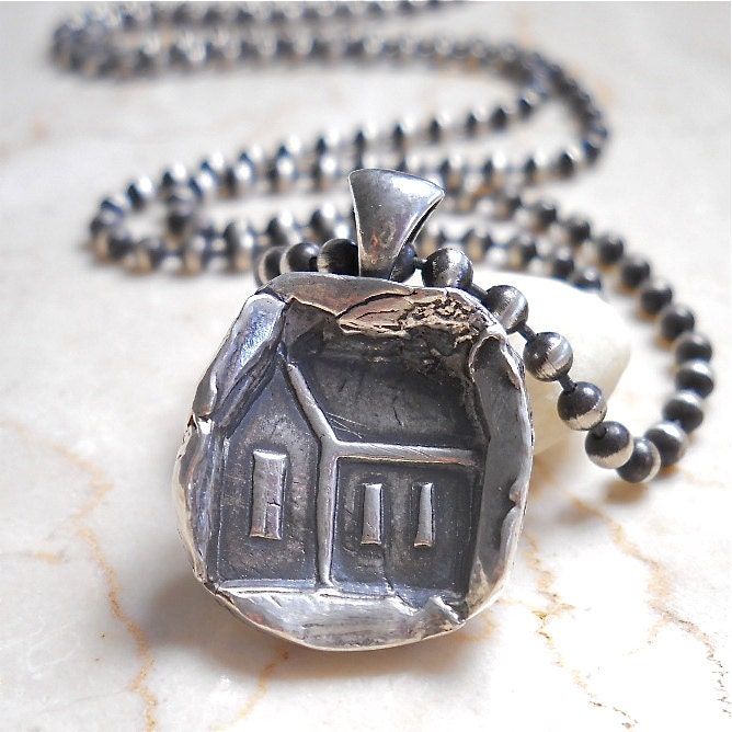 MOTHERS DAY Brick House - She's Mighty Mighty, Just Lettin' it All Hang Out, Eco-friendly FIERCE Silver Artisan Pendant, Necklace, Gift