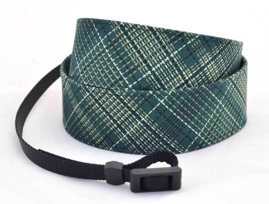 Gift for Dad - dSLR Camera Strap - Green and Navy Plaid - Green Camera Strap - gifts for men - Spring Accessories Spring Fashion