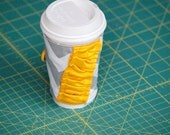 Chevron and Yellow Ruffle Coffee Cozy