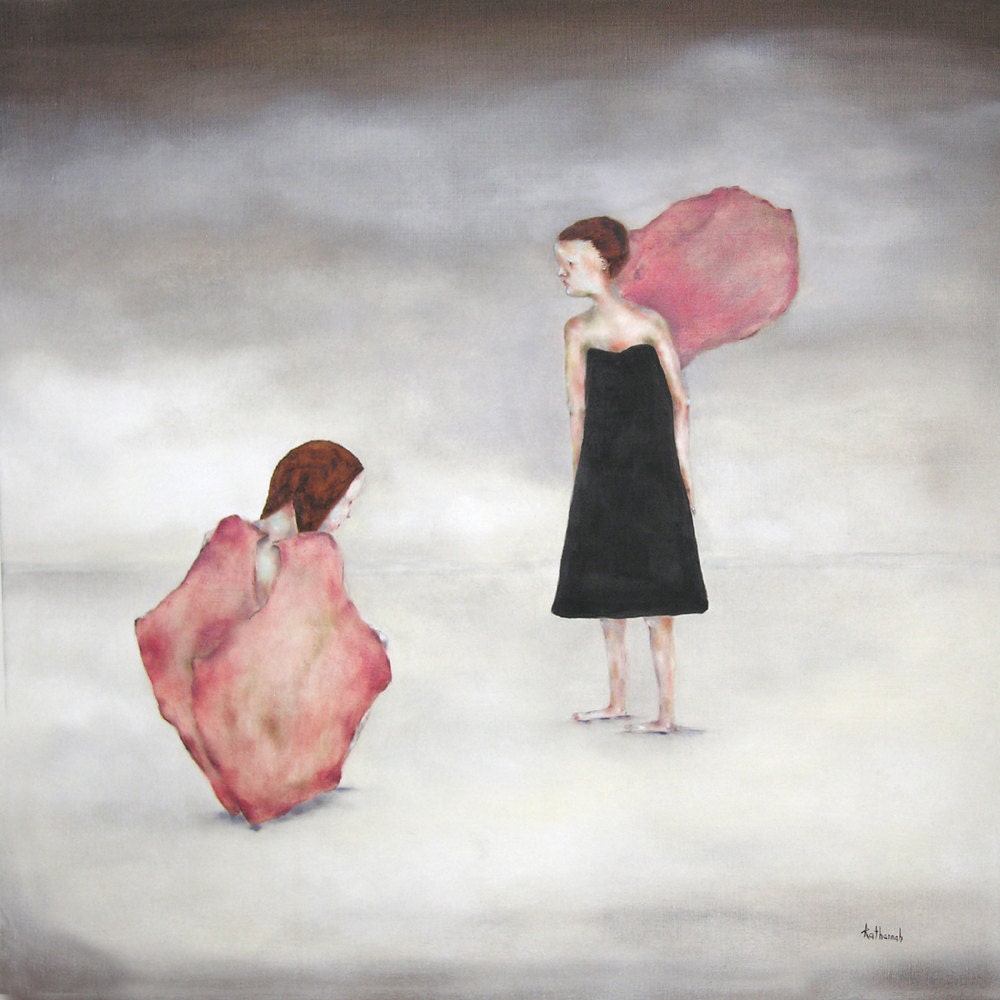 Giclee print of original oil painting. figure portrait art. guardian angels