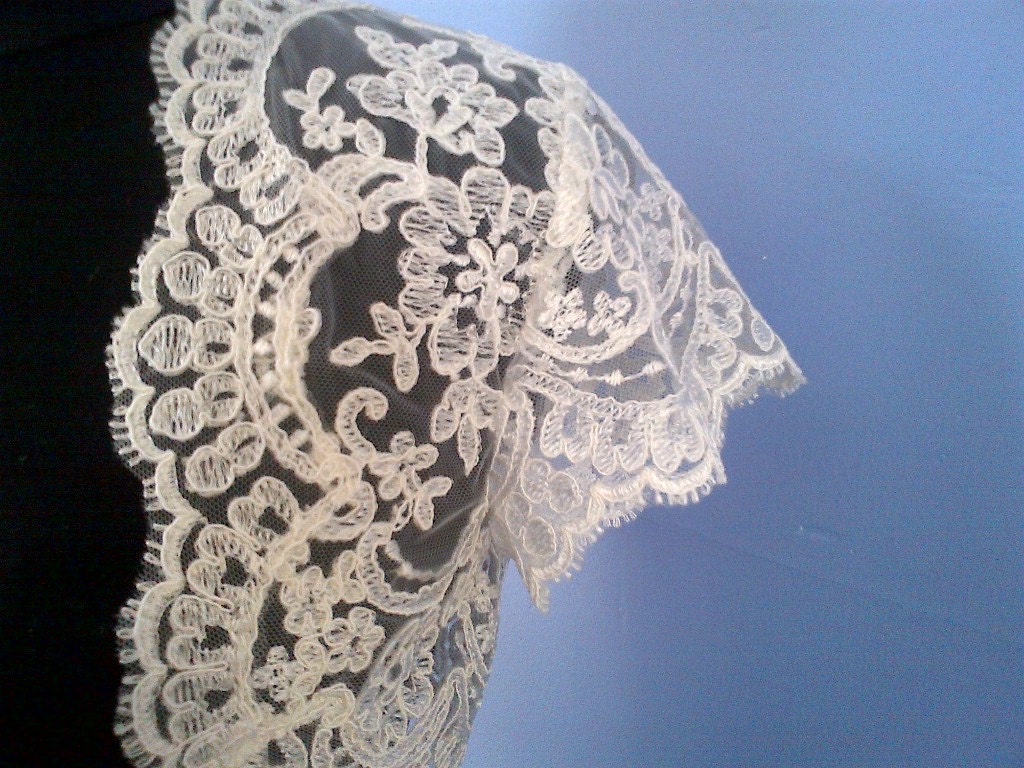 Wedding Bolero Ivory or White Lace Custom-LINED
