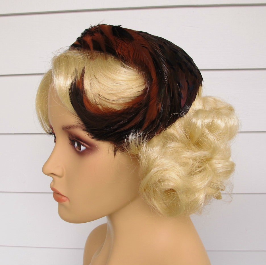Vintage Feather Hat ... Vibrant Autumn Colors