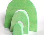 A Waldorf Montessori Inspired Wood Toy - GREEN HILL - Imagination Stacking Nesting Puzzle