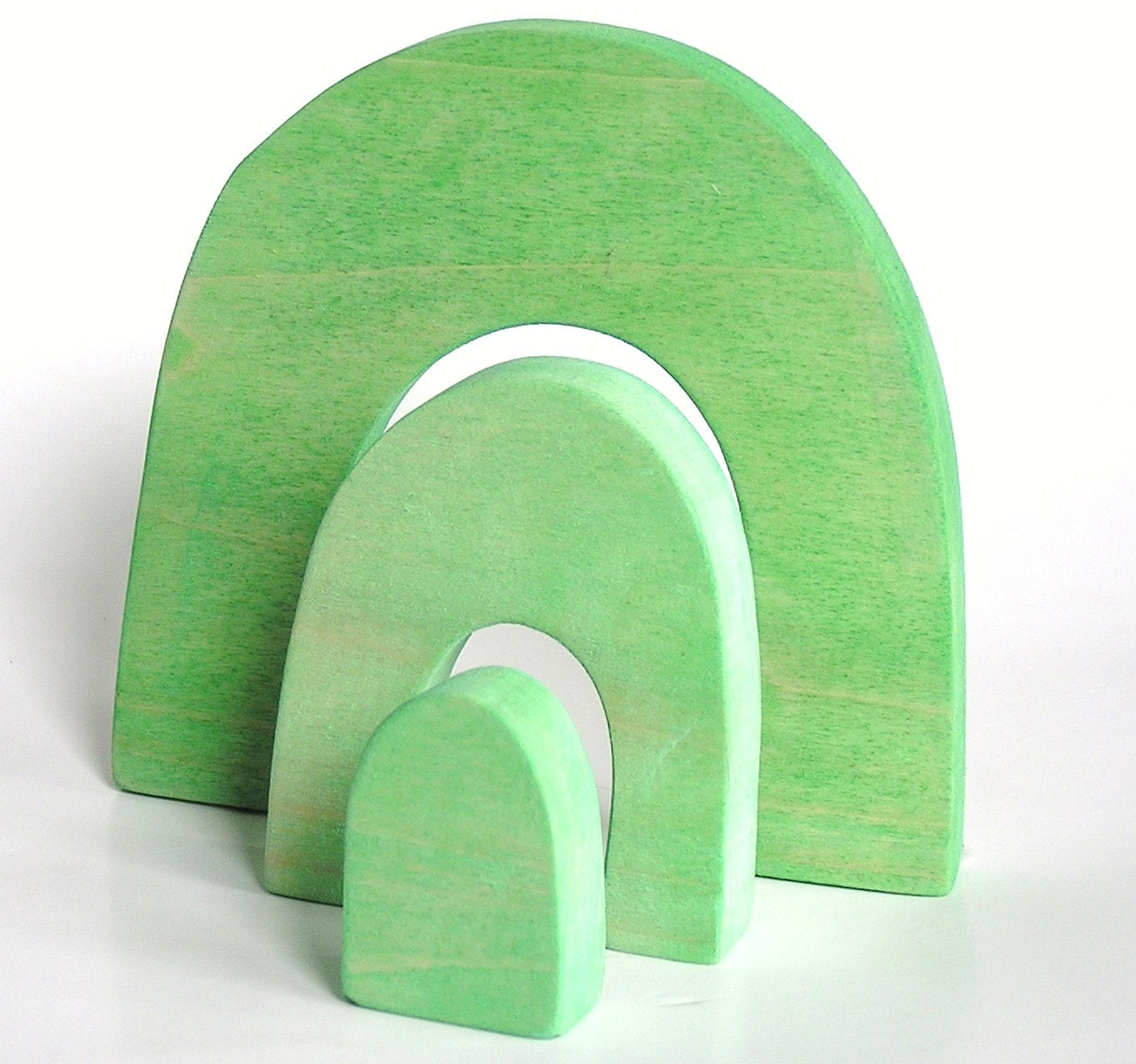 A Waldorf Montessori Inspired Wood Toy - GREEN HILL - Imagination Stacking Nesting Puzzle