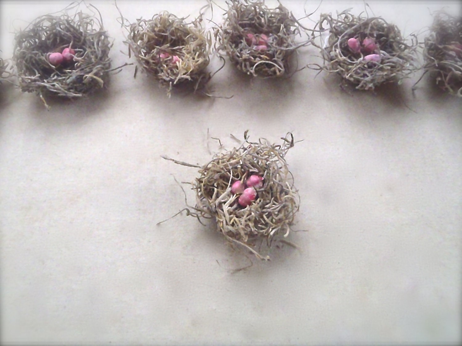Cottage Chic PINK Mini Birds Nests - SET of 10 - Craft Supply