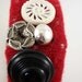 Red Felted Wide Headband: Vintage Buttons, Felted Wool, Wool Felt, Repurposed Sweater