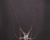 Chrysocolla butterfly crochet gradient silver necklace