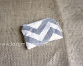 Gray Chevron Mini Zip Pouch