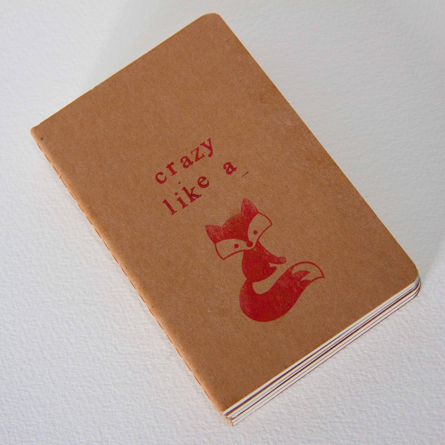 crazy like a fox -hand stamped moleskine notebook pocket size