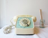 Vintage Cream & Mint Green GTE Automatic Electric Rotary Telephone - Non Working For Parts or Repair - TheeLetterQ