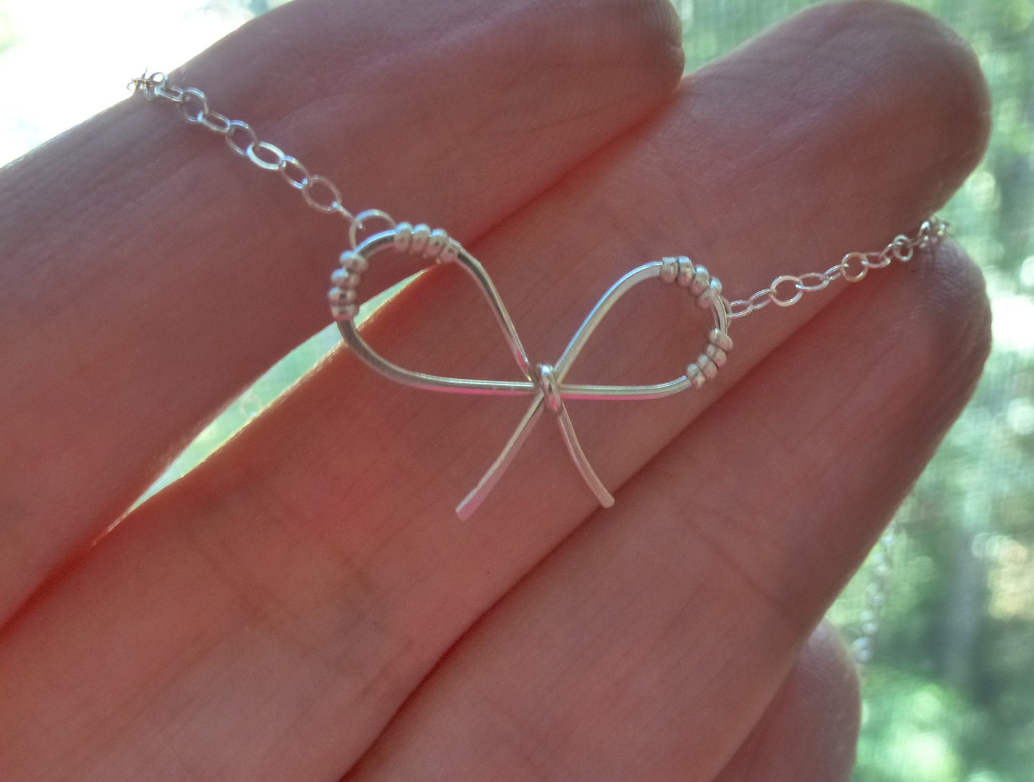 Forget Me Knot - Sterling Silver Bow Necklace - FREE Shipping