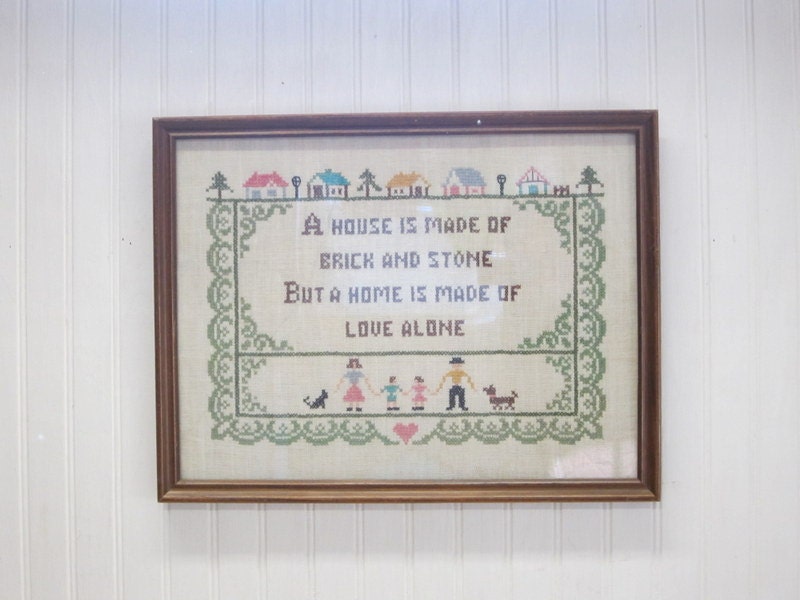 Vintage Framed Home Cross Stitch Needlepoint
