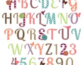Girly Alphabet, Scrapbooking Alphabet with Flowers, Butterflies and Birds, Uppercase and Numbers - Commercial and Personal Use