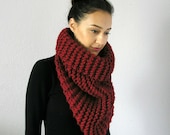 The Bayonne, Chunky Infinity Cowl Scarf  - CRANBERRY