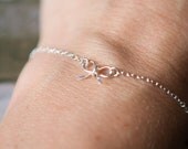Sterling Silver Bow Bracelet - Tiny Wire Bow - Sterling Silver