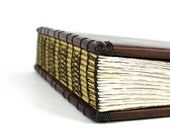 custom wedding photo album unique wood book in Black Walnut /  personalized rustic black brown yellow / made to order