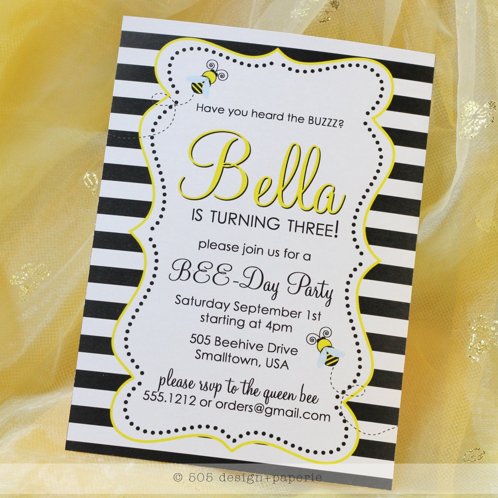 Printable Bumble Bee Invitation by 505 Design Il_570xn