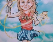 Custom Portrait as Wonder Girl 8 x 10 Superhero Comic Book art