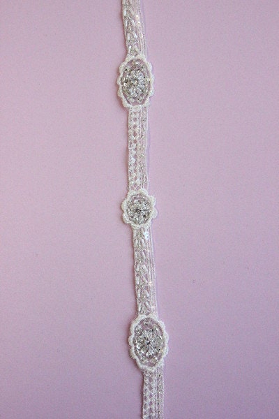 1 YARD of  Luxury Crystal Beaded Bridal Trim