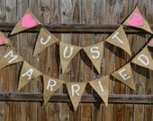 Just Married Burlap Banner Bunting Garland Wedding Decoration - We Do Custom Banners