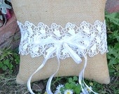 Burlap Lace Wedding Ring Bearer Pillow - We Do Custom Pillows
