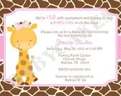 Girl Giraffe Baby Shower Invitation Baby Sprinkle - DIY Print Your Own -Matching Party Printables available