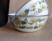 Set of 2 ENAMELED Bowls, nesting bowls
