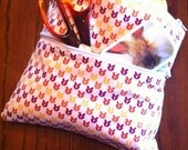 Knit Print Orange/Yellow/Red Fabric Knitting Project Bag