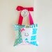 Girls Tooth Fairy Pillow Tooth Fairy Gift in Pink, Lime and Turquoise Patchwork Print
