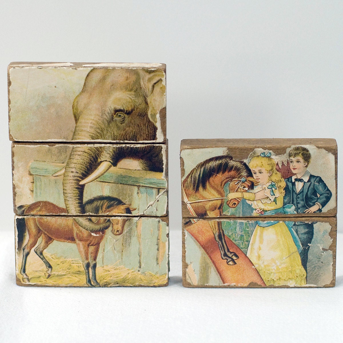 Two Antique Wooden Blocks or Puzzle