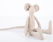 Plush Natural Canvas Minimalist Mouse - Unique Eco Friendly handmade doll - TIMO HANDMADE DOLLS
