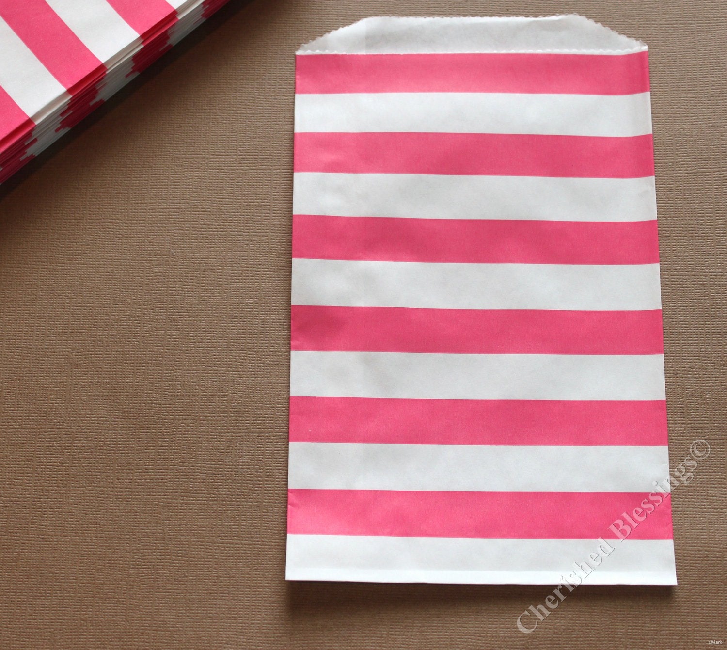 Wedding Favor Bags 20 Candy Buffet Bags Kids birthday Party Baby Shower Hot Pink Favors Paper Goods Carnival Popcorn Treat w/ straw flags Il_170x135