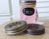 Mason Jar Lids 30 Daisy Cut for Tumblers Cups Glasses Table setting Kids Birthday Wedding Baby Shower Favors ANTIQUE GOLD w/ straw flags Il_170x135