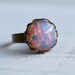Vintage Pink Opal Ring ... Firestone Pink and Gold Ring with Milky Glass